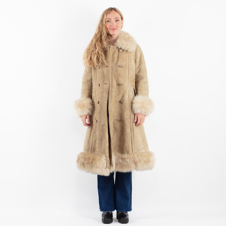 Vintage 70's Women Sheepskin Coat in BeigeV9889