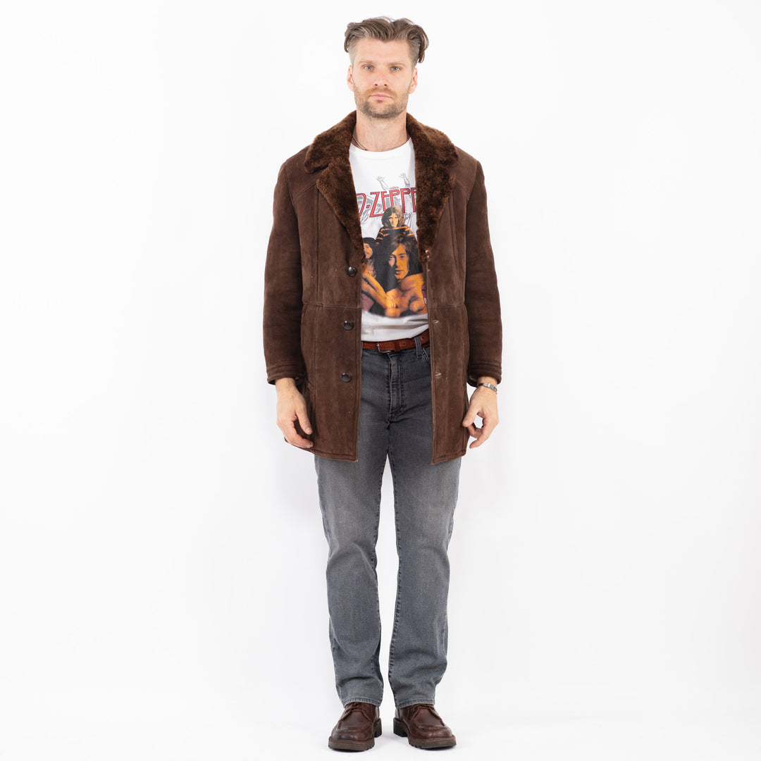 Vintage 70's Men Sheepskin Coat in BrownZ2078