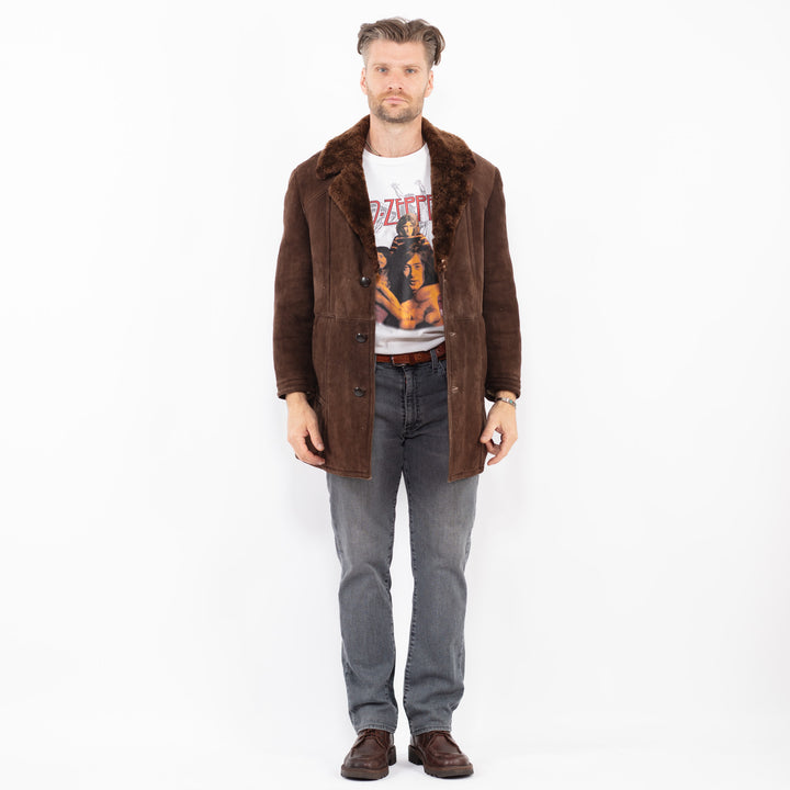 Vintage 70's Men Sheepskin Coat in BrownZ2078
