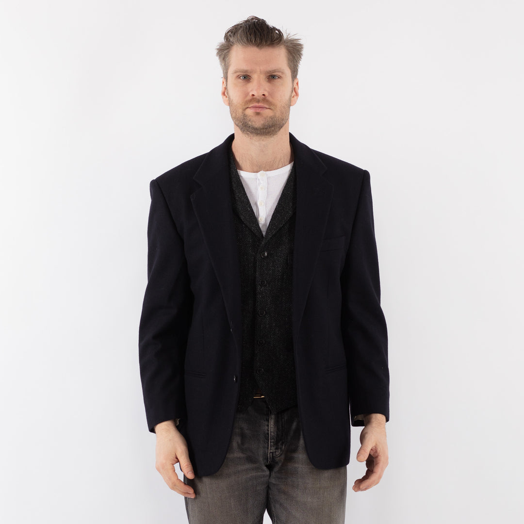 Vintage 70's Men Wool Blazer Jacket in BlueZ1014