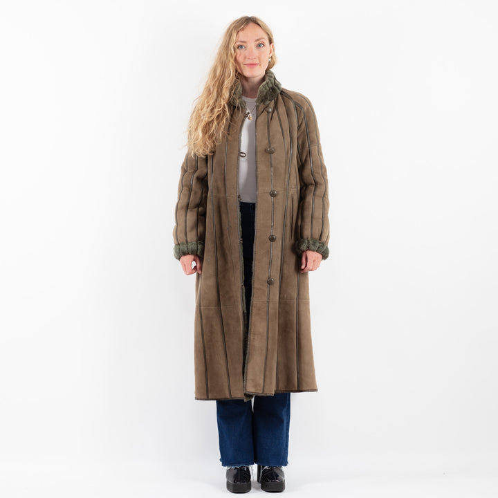 Vintage 80's Women Sheepskin Coat in BrownV9890