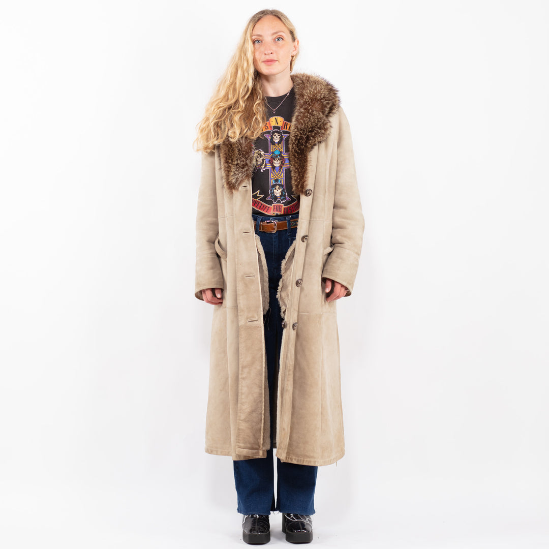 Vintage 70's Women Sheepskin Coat in BeigeA0390