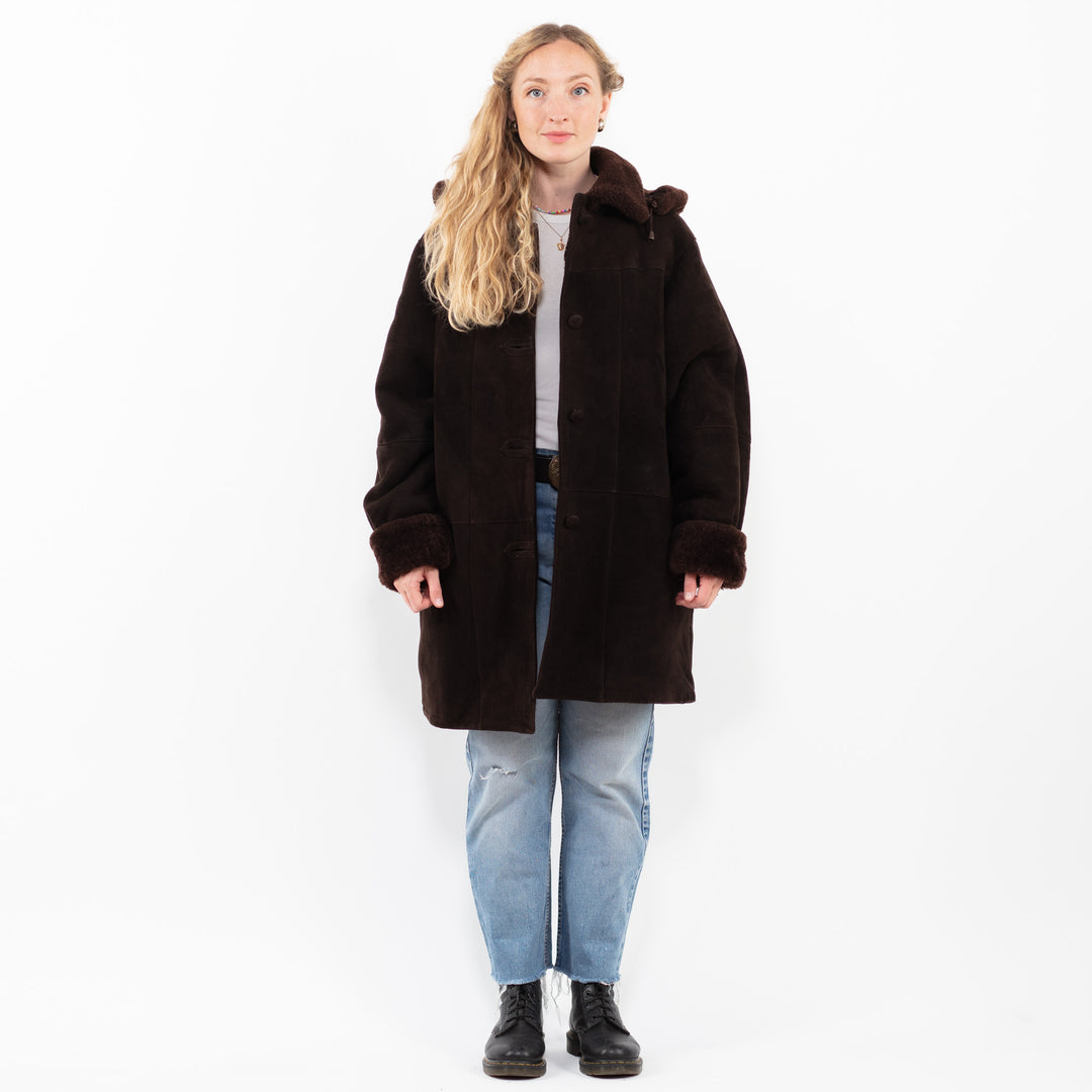 Vintage 90's Women Sheepskin Coat in BrownA0289