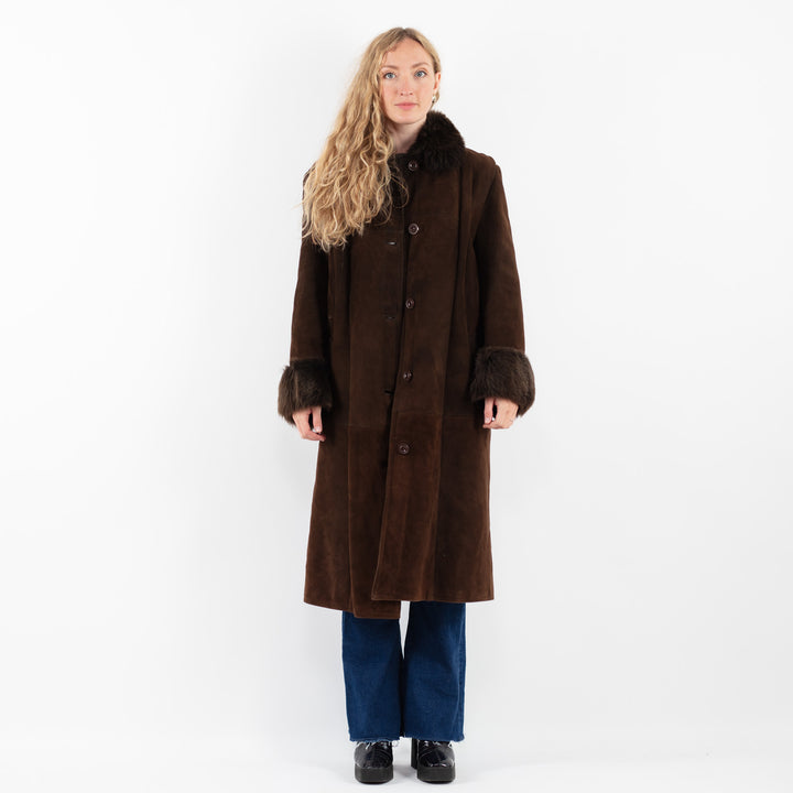 Vintage 70's Women Sheepskin Coat in BrownV9891