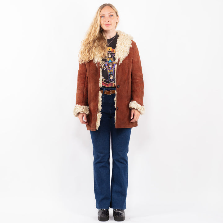 Vintage 70's Women Sheepskin Coat in BrownA0392