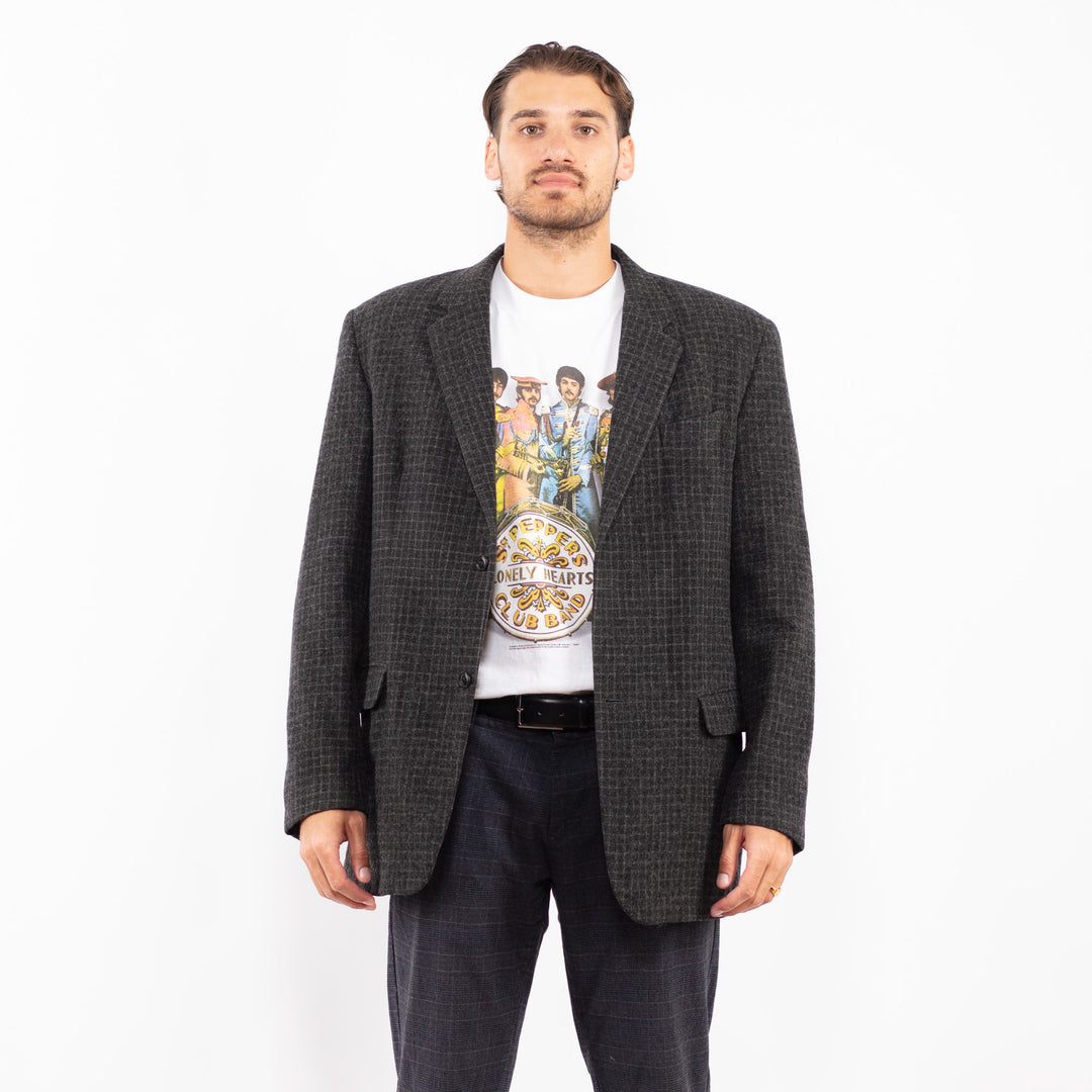 Vintage 90's Men Calvin Klein Wool Blazer Jacket in Gray