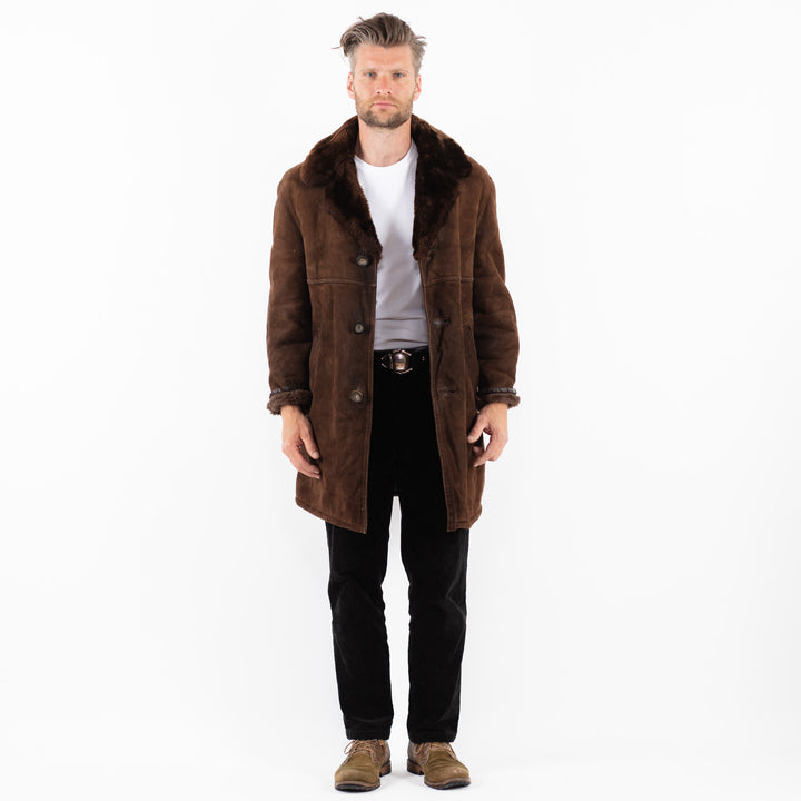 Vintage 70's Men Sheepskin Coat in BrownZ1859