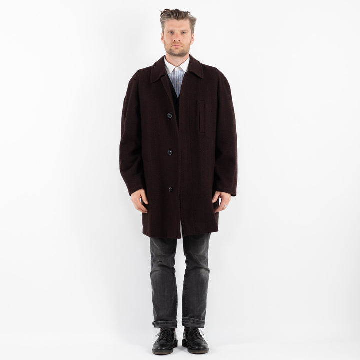 Vintage 90's Men Wool Coat in Brown