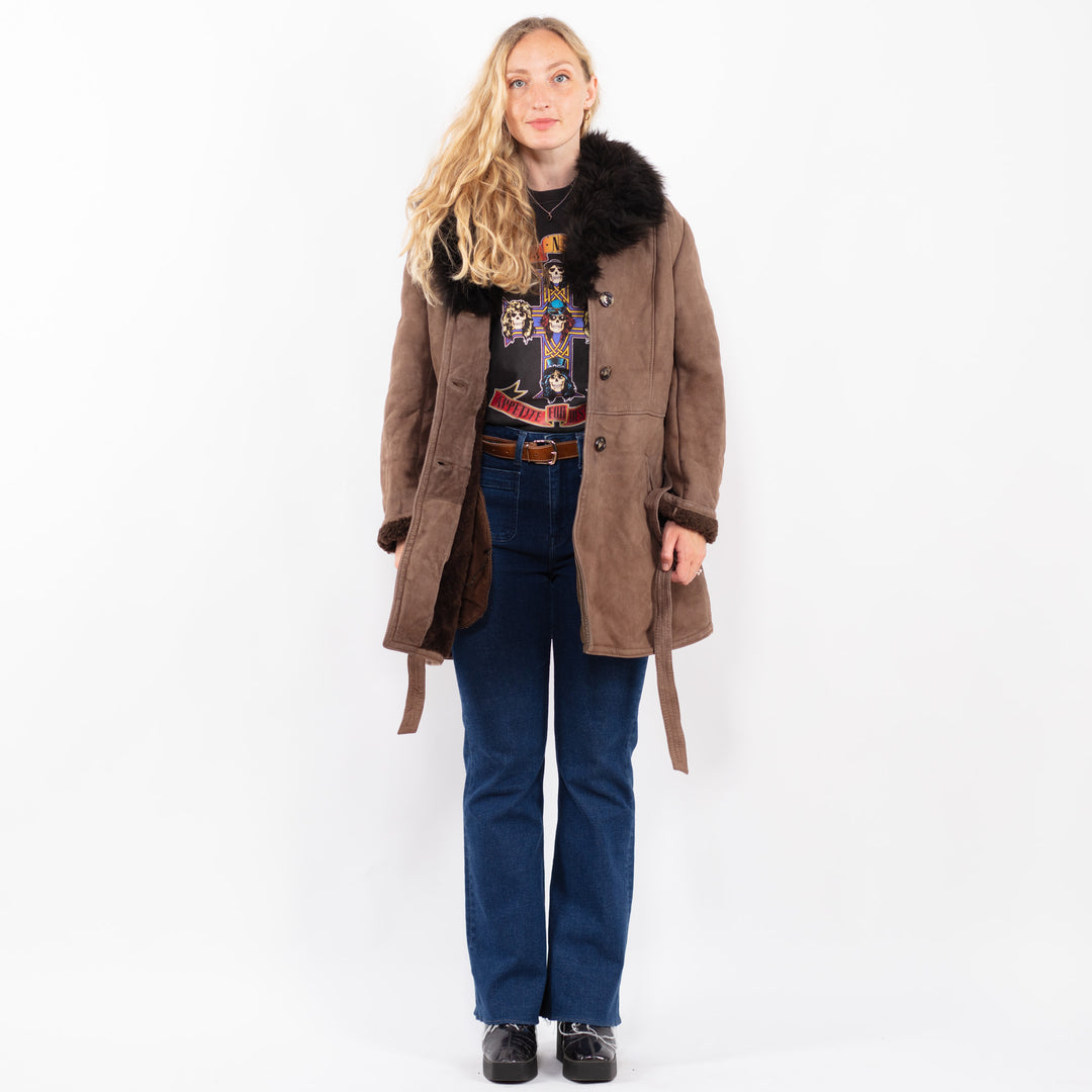 Vintage 70's Women Sheepskin Coat in BeigeA0393