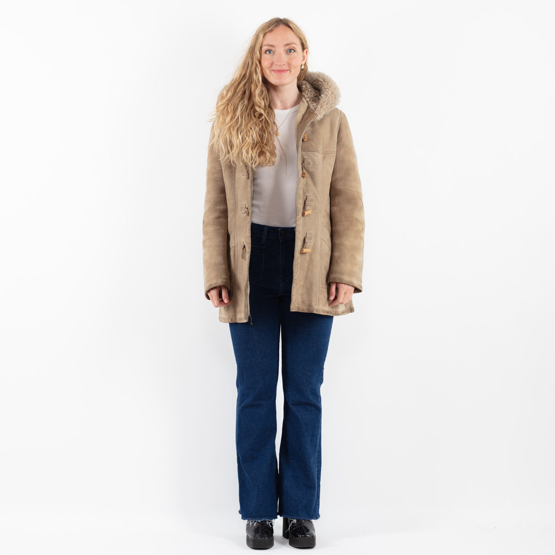 Vintage 80's Women Sheepskin Coat in BeigeV9893