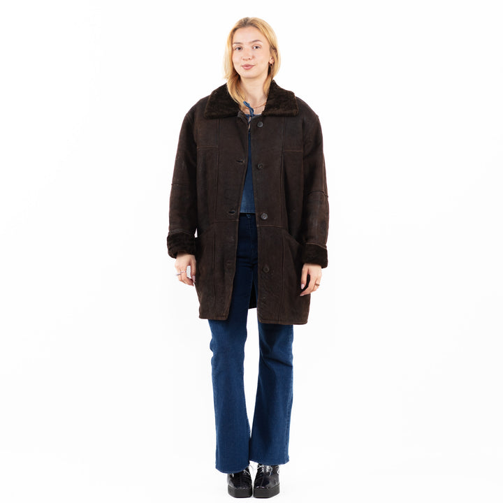 Vintage 90's Women Sheepskin Coat in BrownA0083