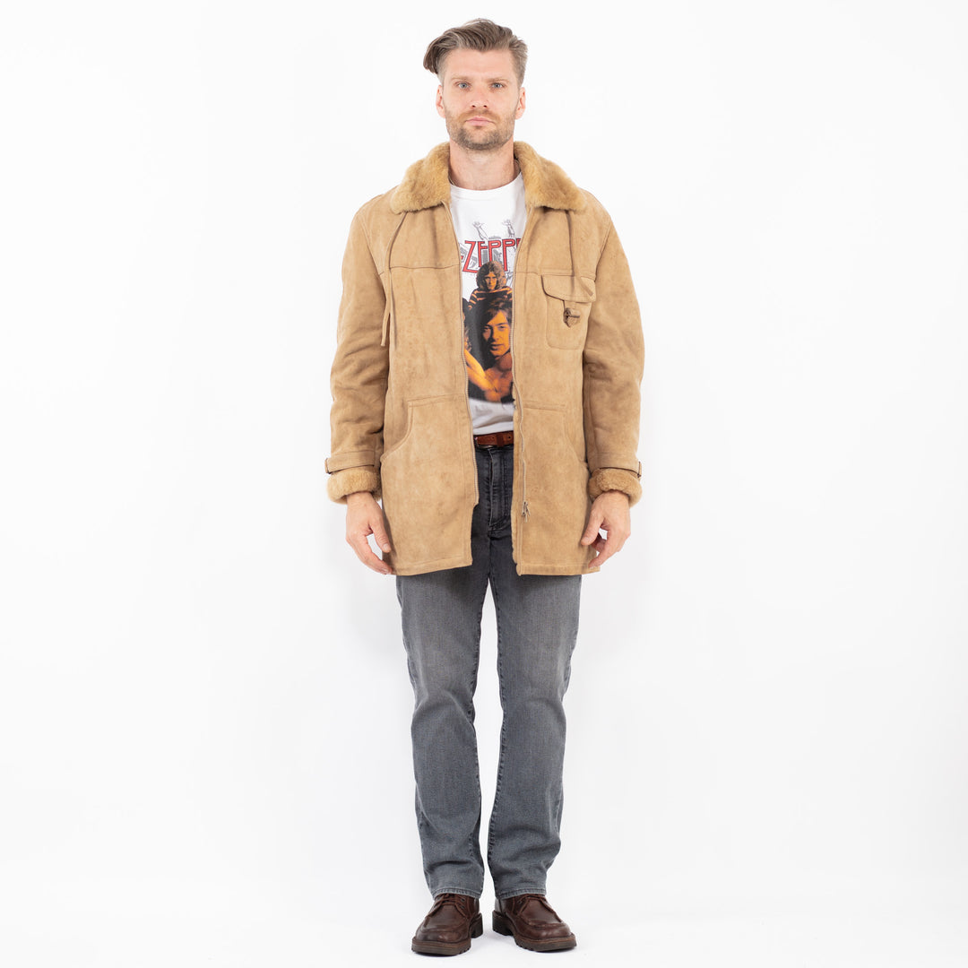 Vintage 80's Men Sheepskin Coat in BeigeZ2083