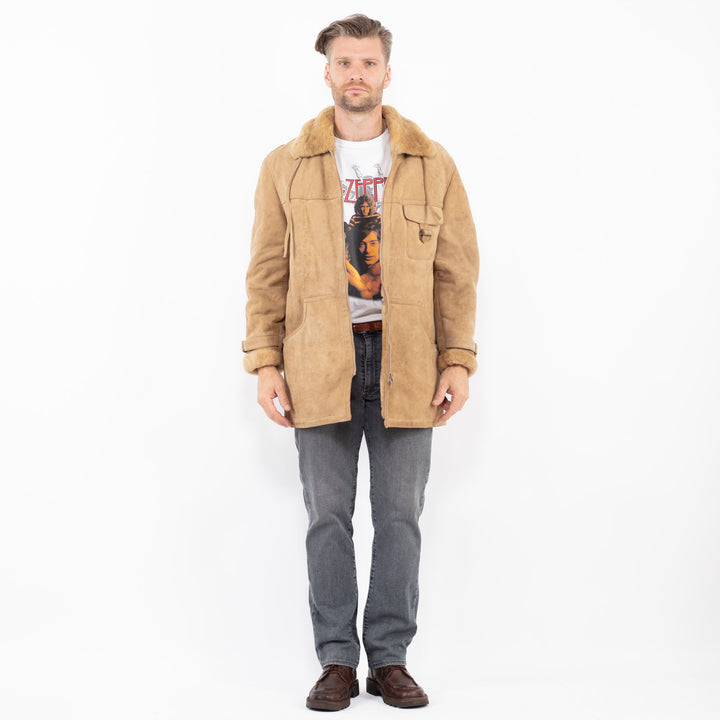 Vintage 80's Men Sheepskin Coat in BeigeZ2083