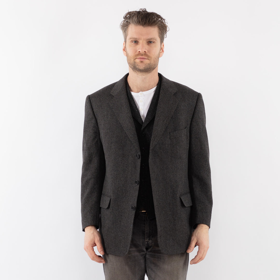Vintage 90's Men Wool Blazer Jacket in GrayZ1018