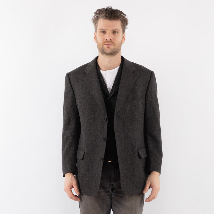Vintage 90's Men Wool Blazer Jacket in GrayZ1018