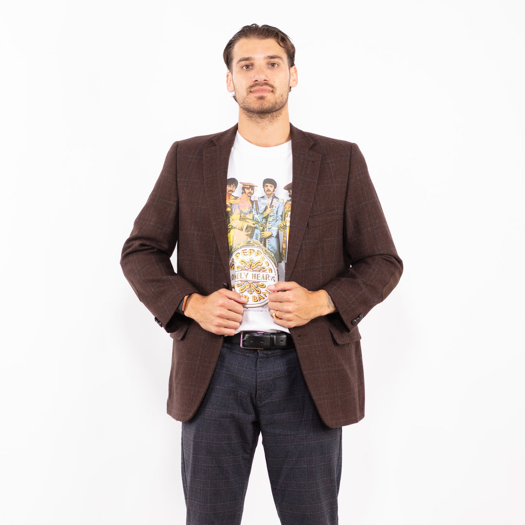 Vintage 90's Men Wool Blazer Jacket in BrownZ2201