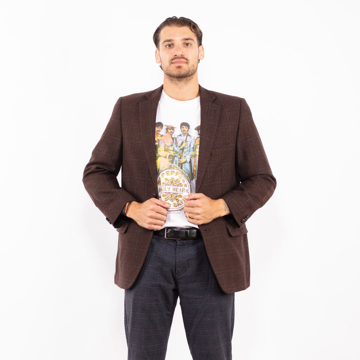 Vintage 90's Men Wool Blazer Jacket in BrownZ2201