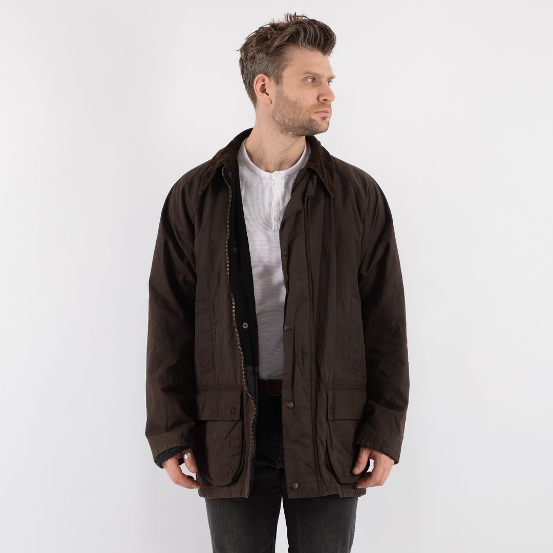 Vintage 00's Men Waxed Cotton Jacket in BrownZ668
