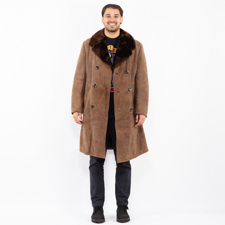 Vintage 70's Men Sheepskin Coat in BrownZ2401