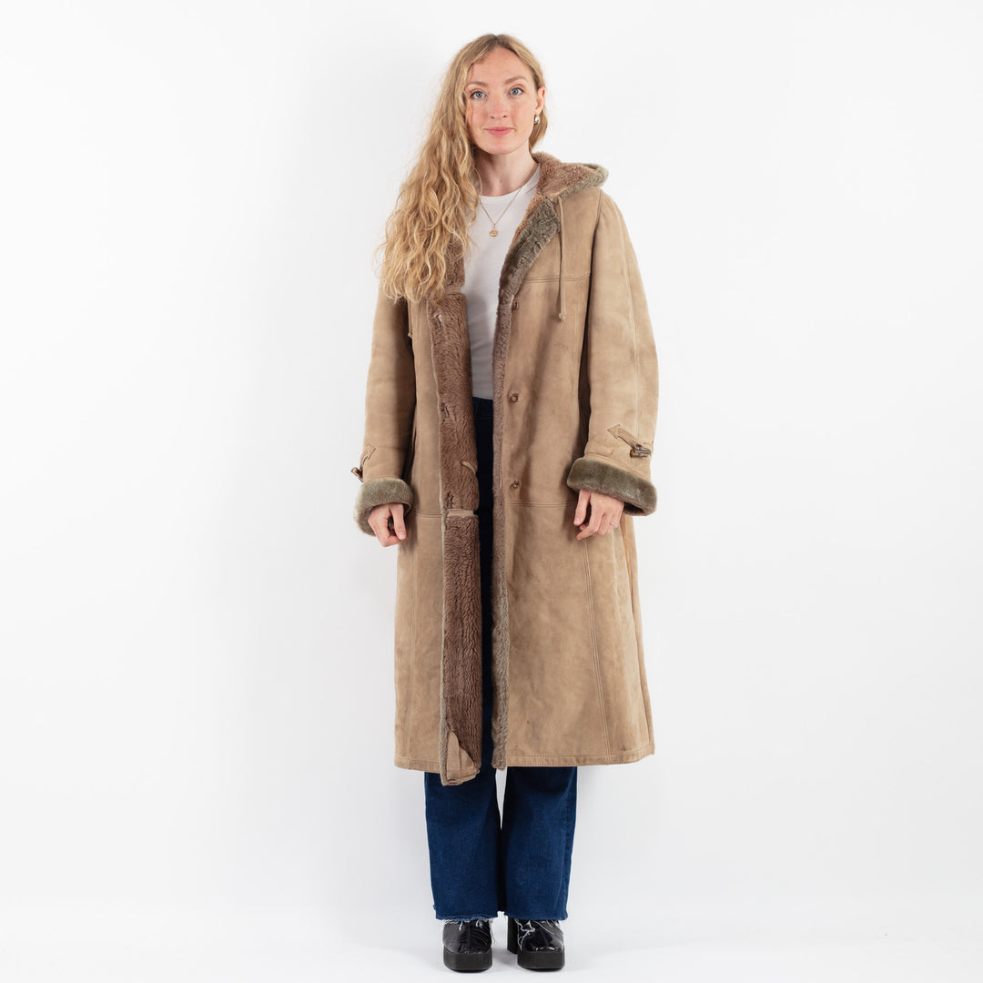 Vintage 80's Women Sheepskin Coat in BeigeV9896