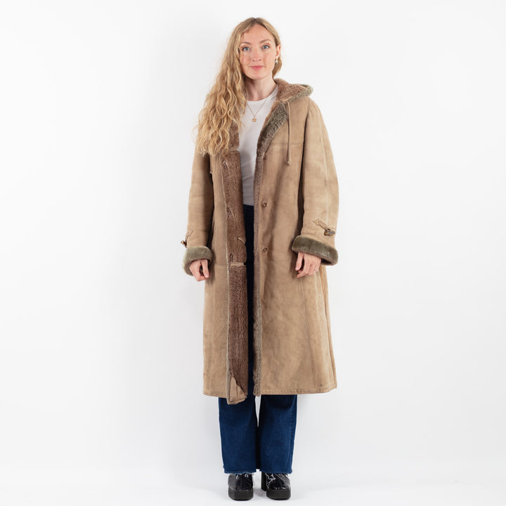 Vintage 80's Women Sheepskin Coat in BeigeV9896