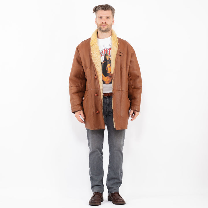 Vintage 80's Men Sheepskin Coat in BrownZ2086
