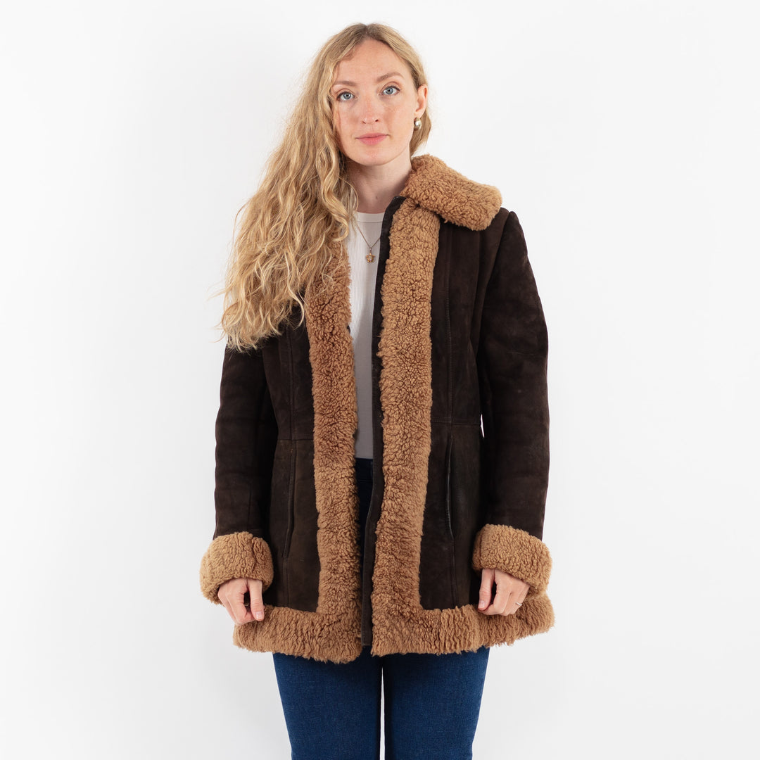 Vintage 70's Women Sheepskin Coat in BrownV9897