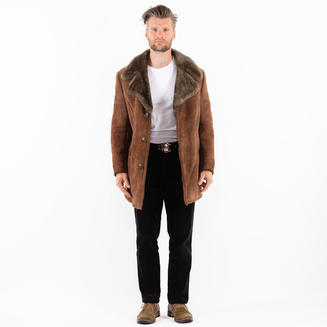 Vintage 70's Men Sheepskin Coat in BrownZ1864