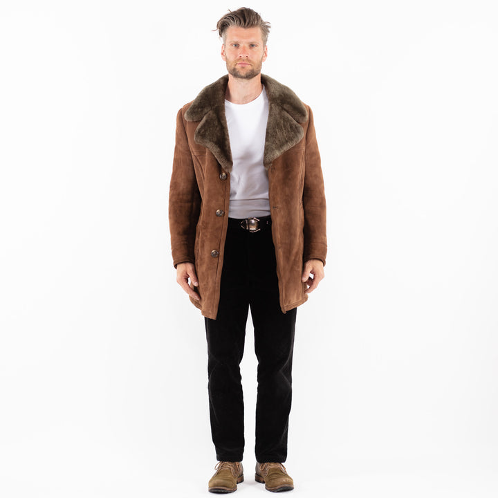 Vintage 70's Men Sheepskin Coat in BrownZ1864