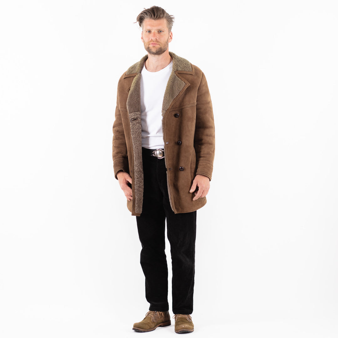 Vintage 70's Men Sheepskin Coat in BrownZ1865