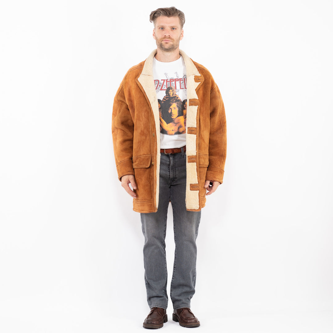 Vintage 90's Men Sheepskin Coat in BrownZ2088