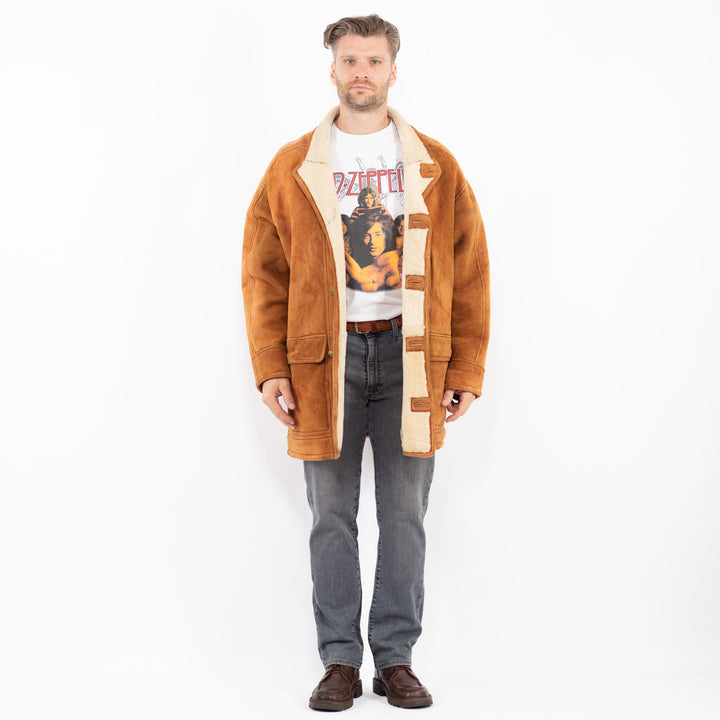 Vintage 90's Men Sheepskin Coat in BrownZ2088