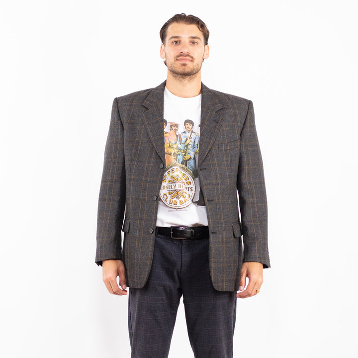 Vintage 80's Men Wool Blazer Jacket in GrayZ2206