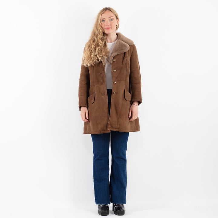 Vintage 70's Women Sheepskin Coat in Brown