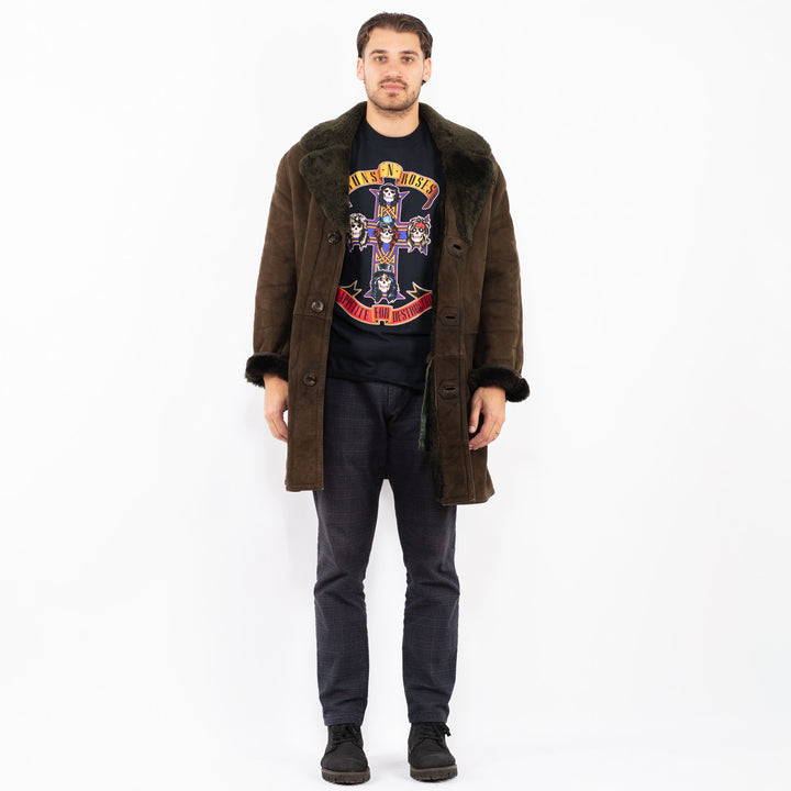 Vintage 70's Men Sheepskin Coat in GreenZ2405