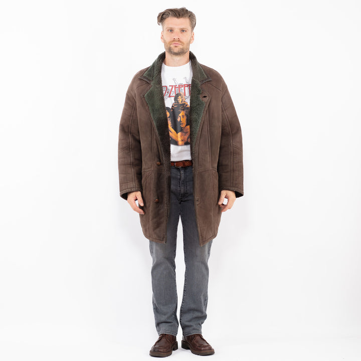 Vintage 80's Men Sheepskin Coat in BrownZ2089