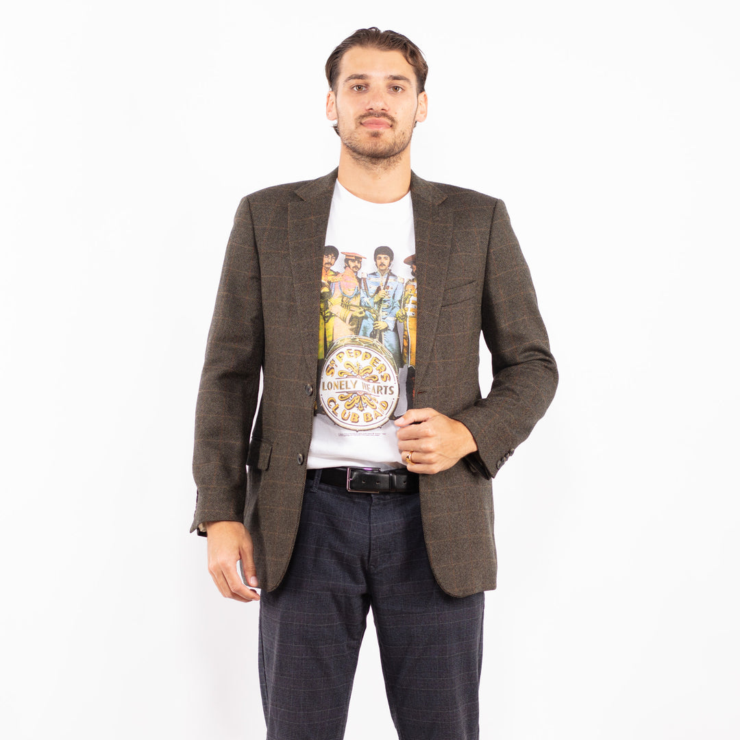 Vintage 90's Men Hugo Boss Wool Blazer Jacket in Brown