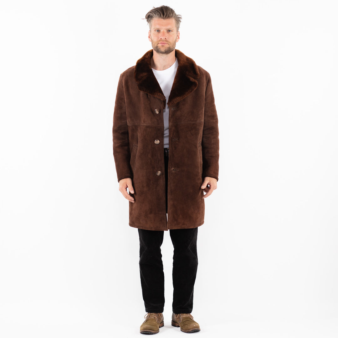 Vintage 70's Men Sheepskin Coat in BrownZ1867