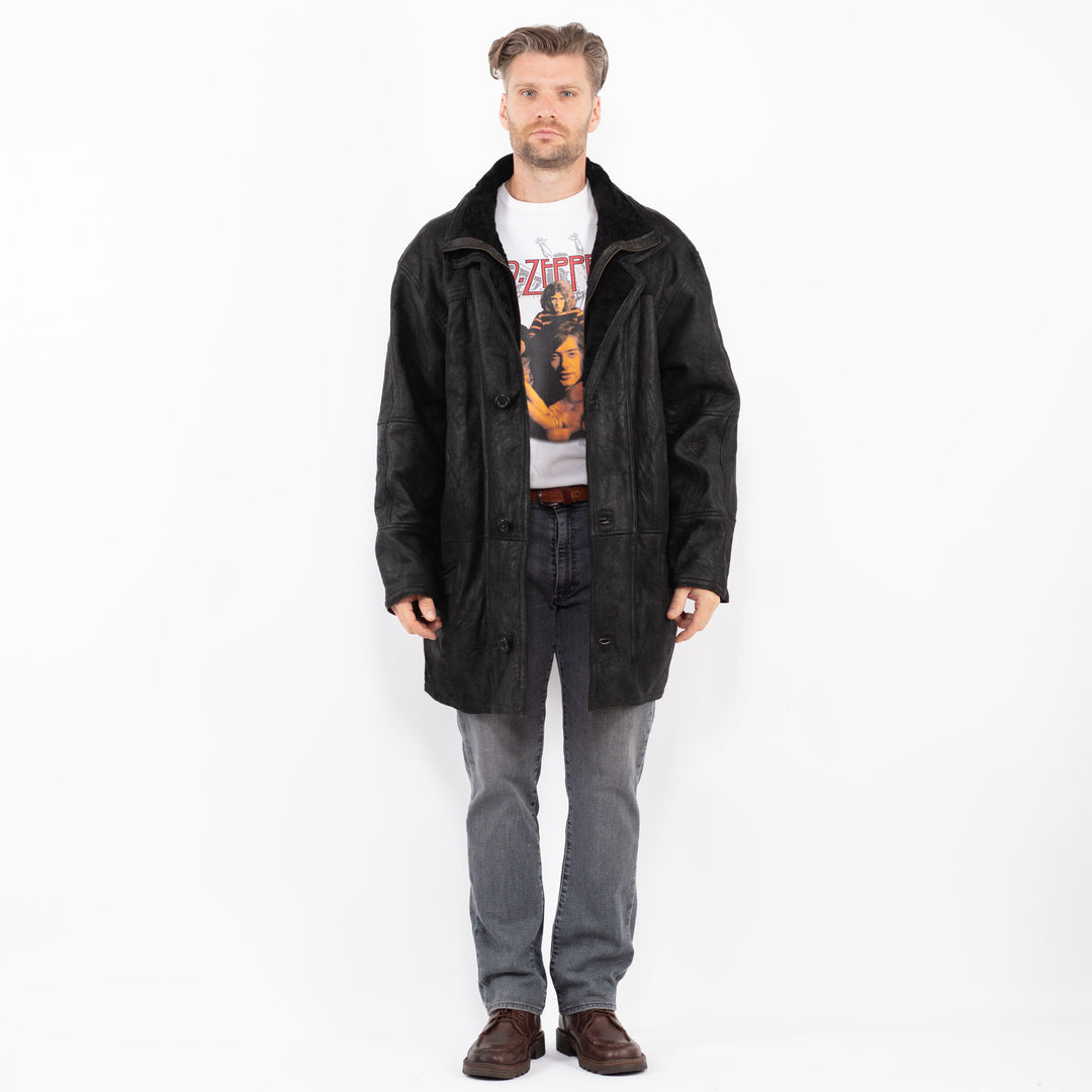 Vintage 90's Men Sheepskin Coat in BlackZ2090