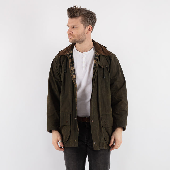 Vintage 90's Men Waxed Canvas Jacket in GreenZ674