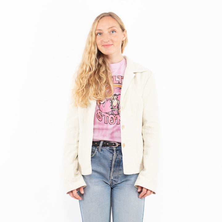 Vintage 00's Women Suede Sherpa Jacket in WhiteA0550