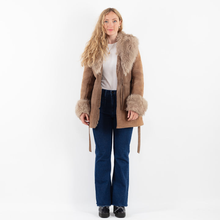 Vintage 70's Women Sheepskin Coat in BeigeV9902