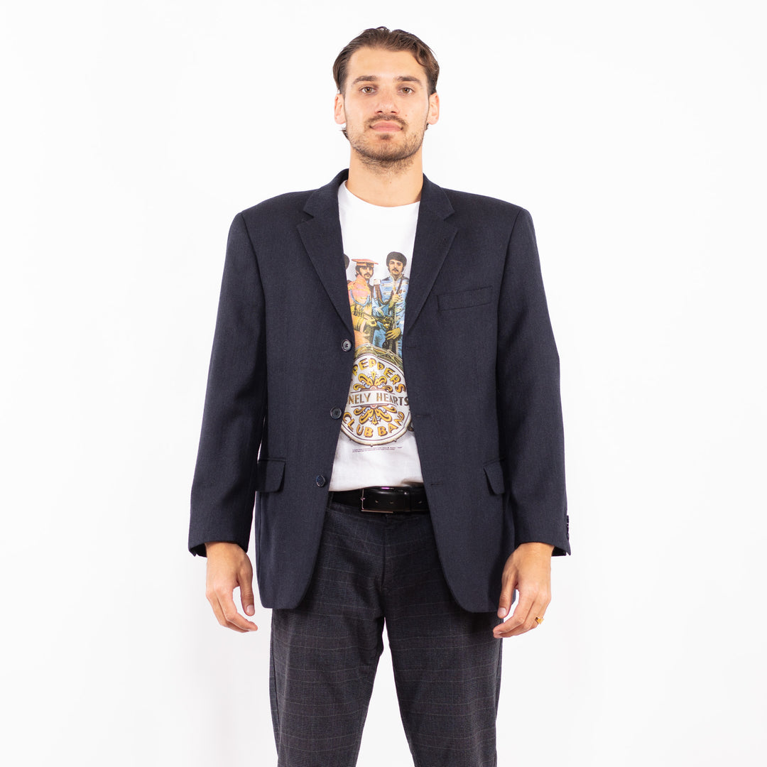 Vintage 90's Men Wool Blazer Jacket in BlueZ2210