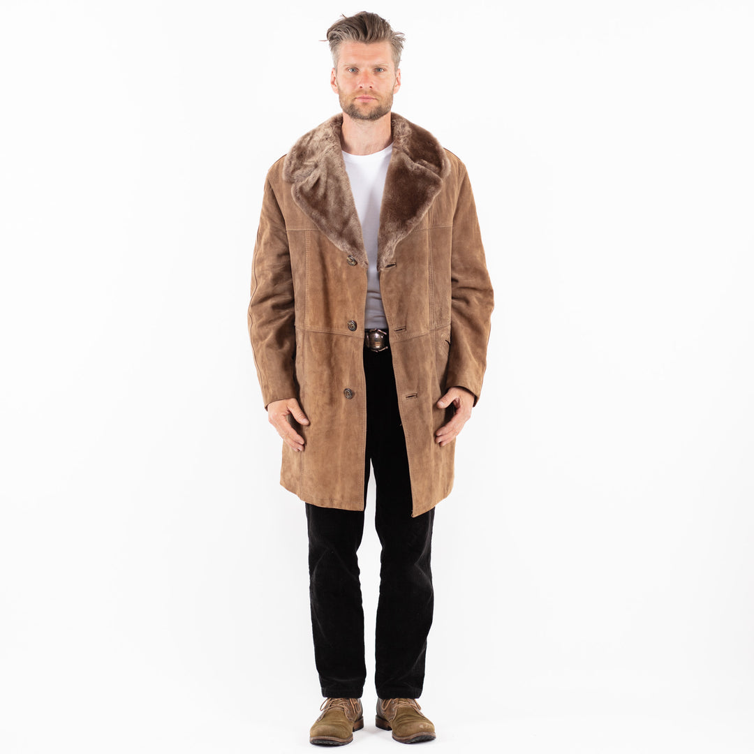 Vintage 70's Men Suede Sherpa Coat in BeigeZ1870