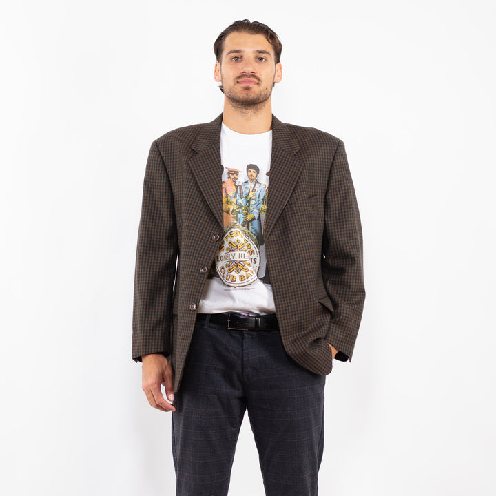 Vintage 80's Men Wool Blazer Jacket in BrownZ2211