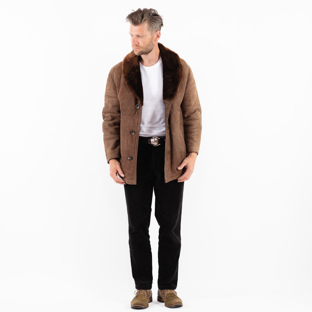 Vintage 70's Men Sheepskin Coat in BrownZ1871