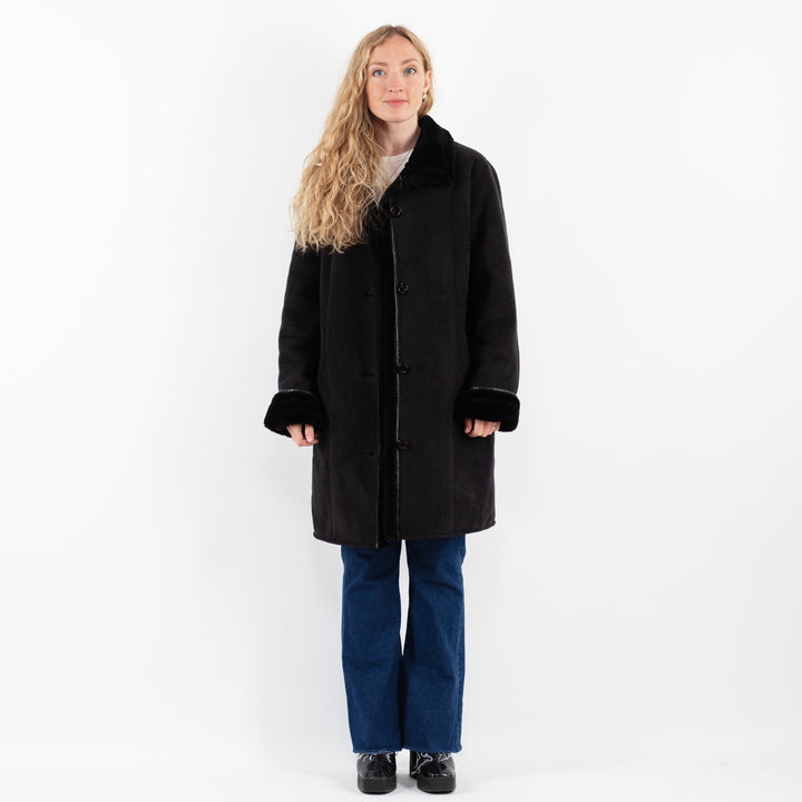 Vintage 00's Women Faux Sheepskin Coat in BlackV9904