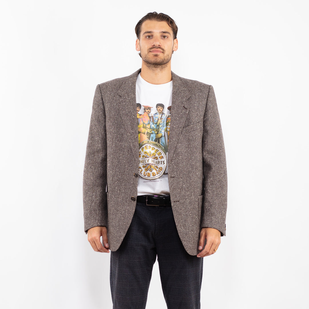 Vintage 70's Men Wool Blazer Jacket in BrownZ2212