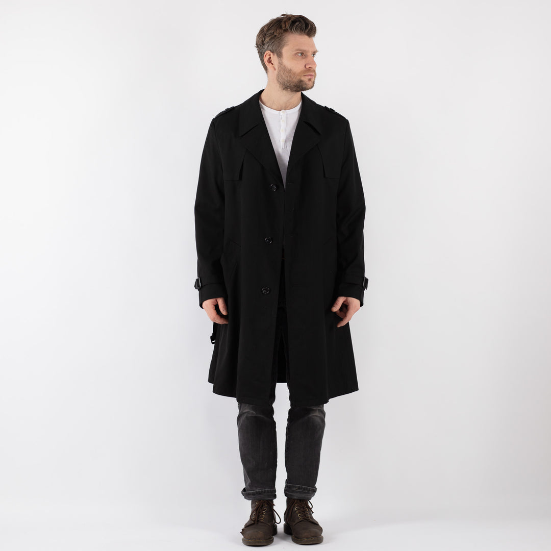 Vintage 90's Men Trench Coat in BlackZ822
