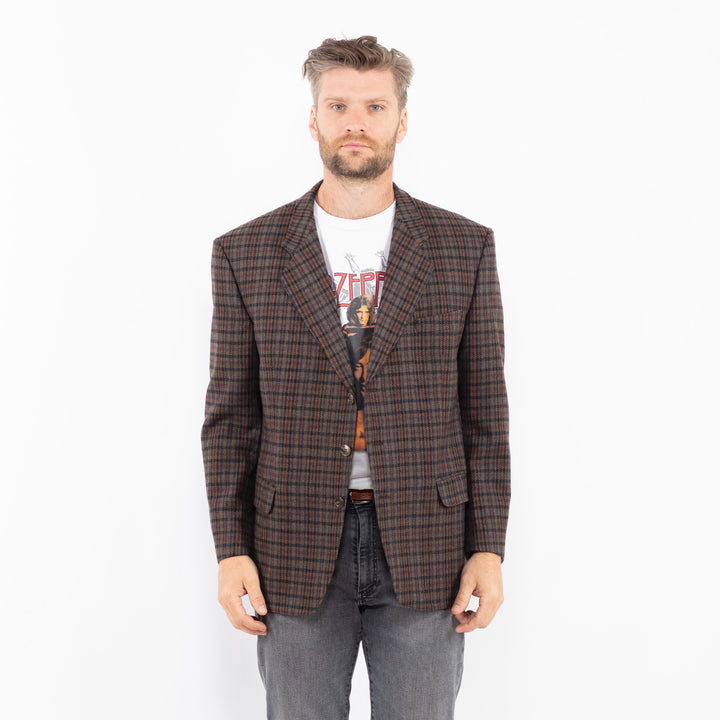 Vintage 80's Men Wool Blend Blazer Jacket in MultiZ2321